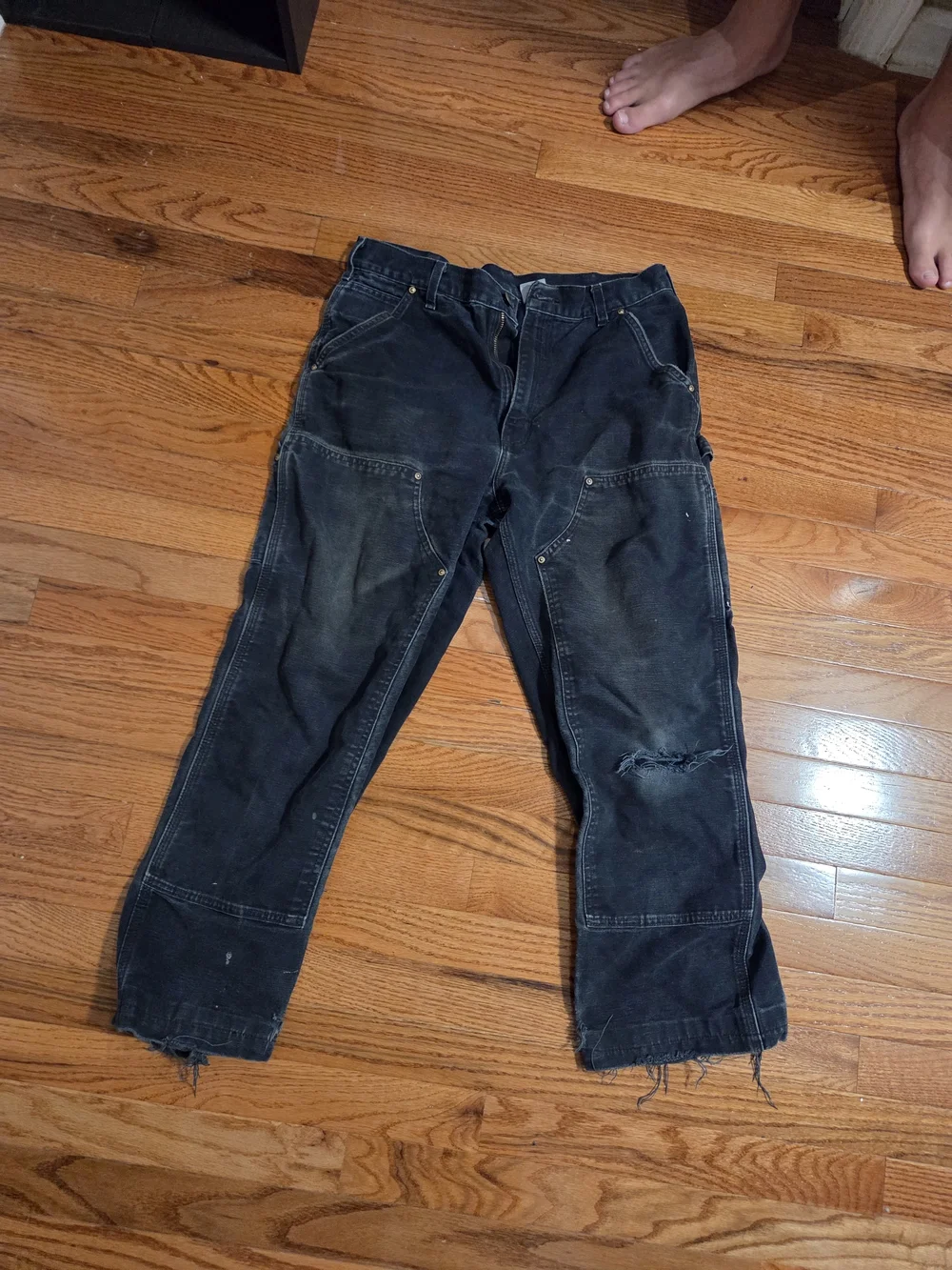 Carhartt Black Cargo Work Pants with Reinforced Knees